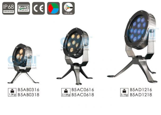 B5AB0316 B5AB0318 3pcs * 2W LED بقعة ضوء لاعبا اساسيا تحت الماء مع قوس وحامل ثلاثي القوائم بزاوية 360 درجة قابلة للتعديل 0
