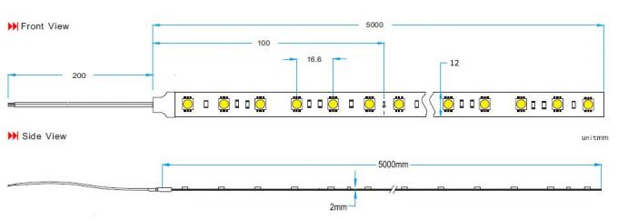 أضواء شريطية LED مرنة من الفئة A باللون الأصفر الشاحب 3500-4000K CRI 80 14.4W / M. 0