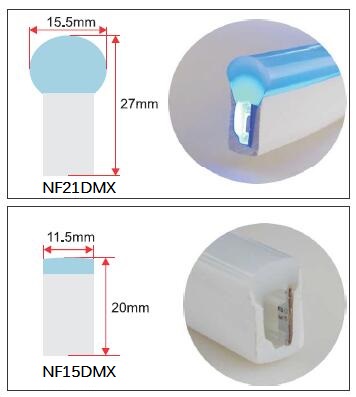 24V 5050 RGB أضواء شريط LED نيون قابلة للعنونة DMX 8 بكسل / متر IP68 مقاوم للماء 2