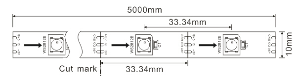 5VDC WS2812B أضواء شريطية LED رقمية قابلة للعنونة 30 بكسل / M و 30 LEDs / M. 0