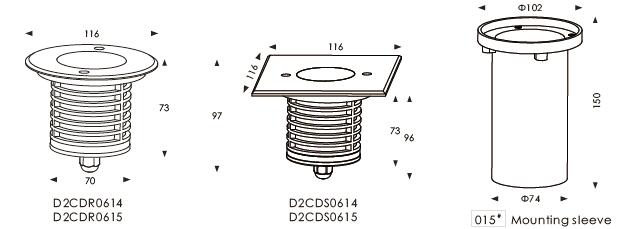 D2CDR0614 D2CDR0615 24V أو 110 ~ 240V إخراج ضوء السطح الأملس SMD LED Inground Lamp 1.2W 1.8W في الهواء الطلق تقييم IP67 2