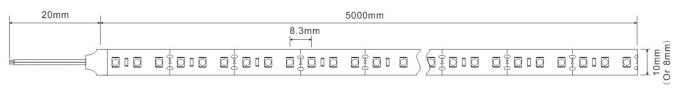ارتفاع قيمة R9 CRI 90 3528 شريط إضاءة LED مرن 10mm FPC 120LEDs / m SDCM 0