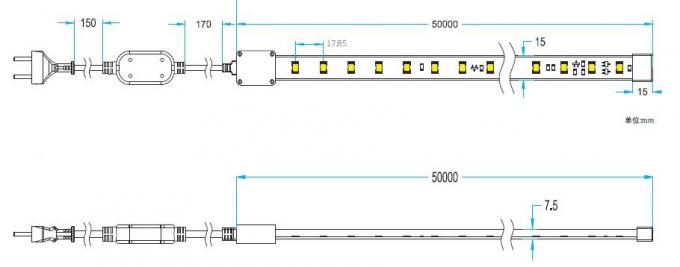 220-240 فولت 5 واط / متر 5050 شريط ضوء LED عالي الإخراج ، شريط إضاءة LED تحت الخزانة 1