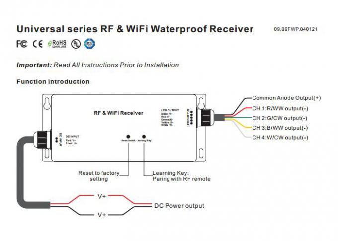 RF & WiFi RGBW LED Controller 4Channels CV أو CC Output ضمان لمدة 5 سنوات 0