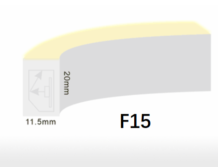 شريط فليكس نيون LED F15 SPI 24VDC 12W / Meter PVC المقاوم للأشعة فوق البنفسجية مع حقن القالب 0