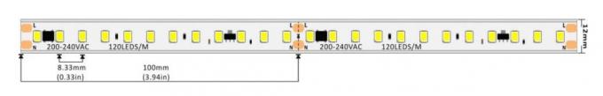 220-240VAC شريط LED عالي الجهد 1600LM 16.5W 120LEDs لكل متر IP67 EMC 0