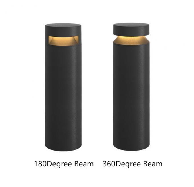 bollard light with 180° (12W) or 360° (24W) emission beam